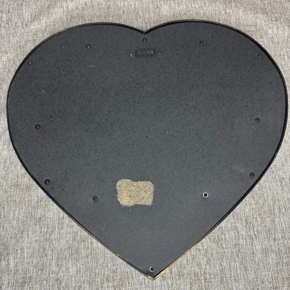 Vintage Style Heart Shaped Wall Mirror Antique Gold Beaded Frame 12 Inch